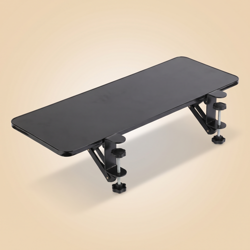 Clamp-On Foldable Desk Extender Tray