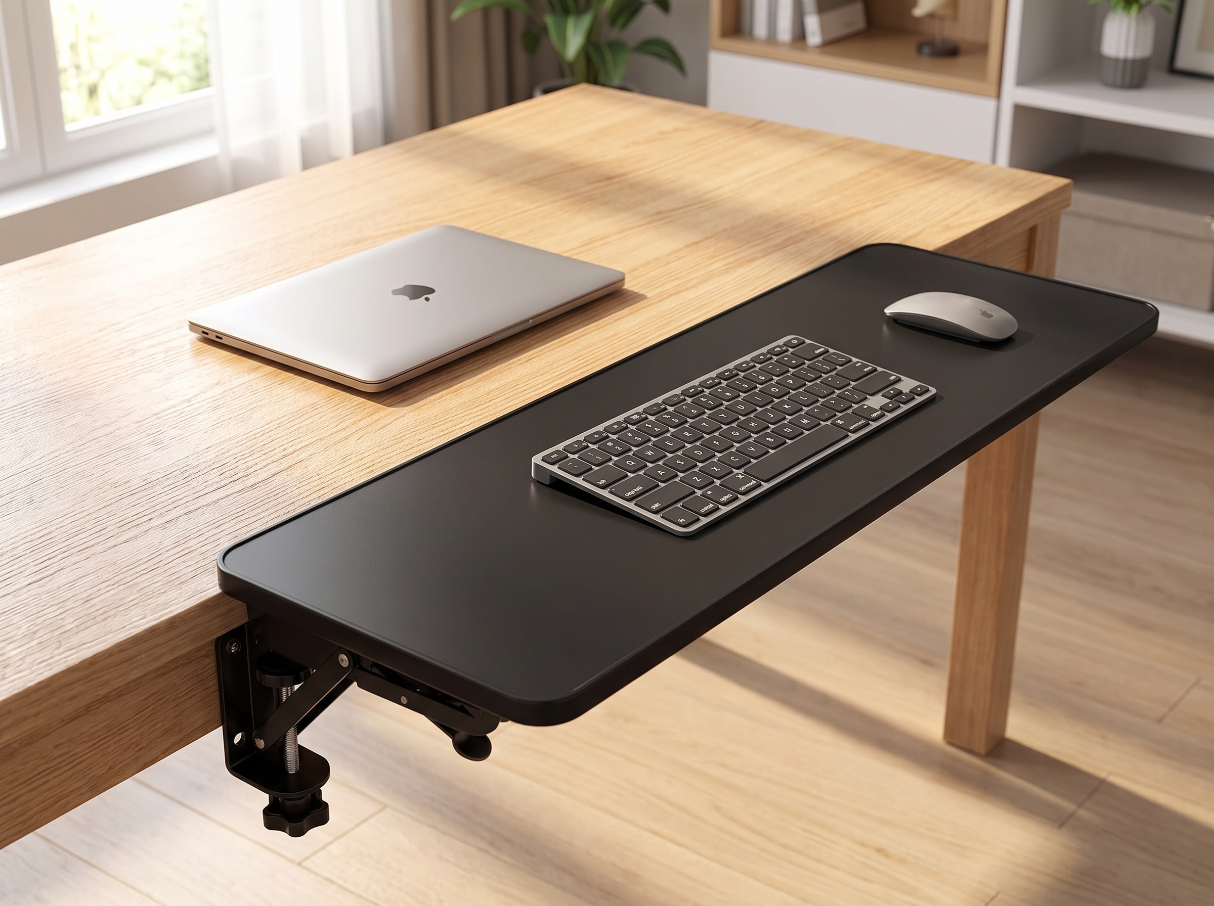 Clamp-On Foldable Desk Extender Tray