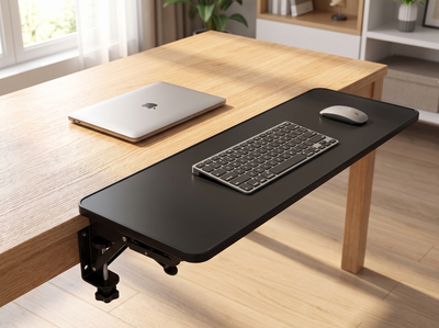 Clamp-On Foldable Desk Extender Tray