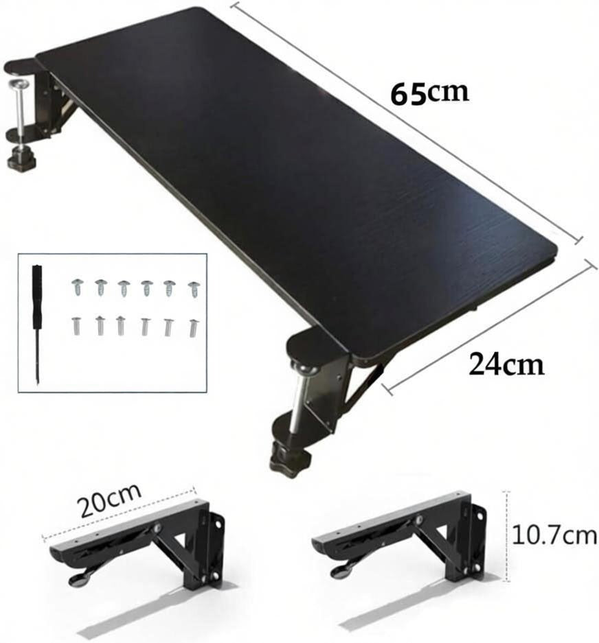 Clamp-On Foldable Desk Extender Tray