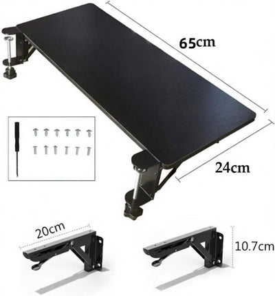 Clamp-On Foldable Desk Extender Tray