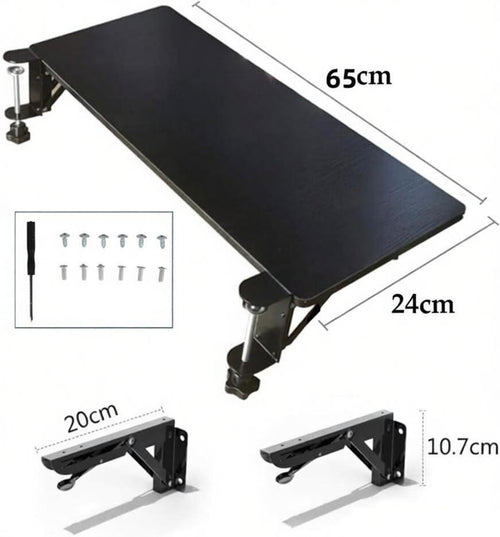 Clamp-On Foldable Desk Extender Tray