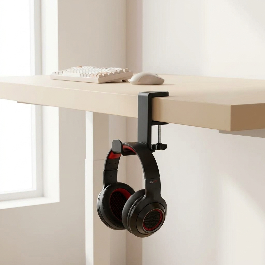 Adjustable Under-Desk Headphone Hook & Stand