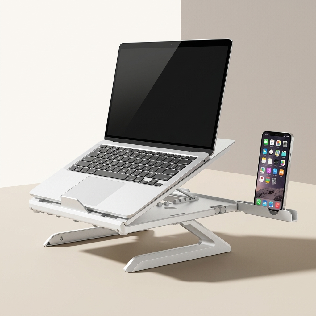 Foldable Aluminum Laptop Stand with Phone Holder
