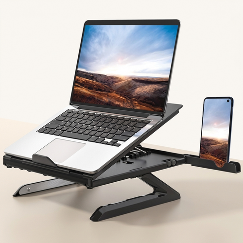 Foldable Aluminum Laptop Stand with Phone Holder
